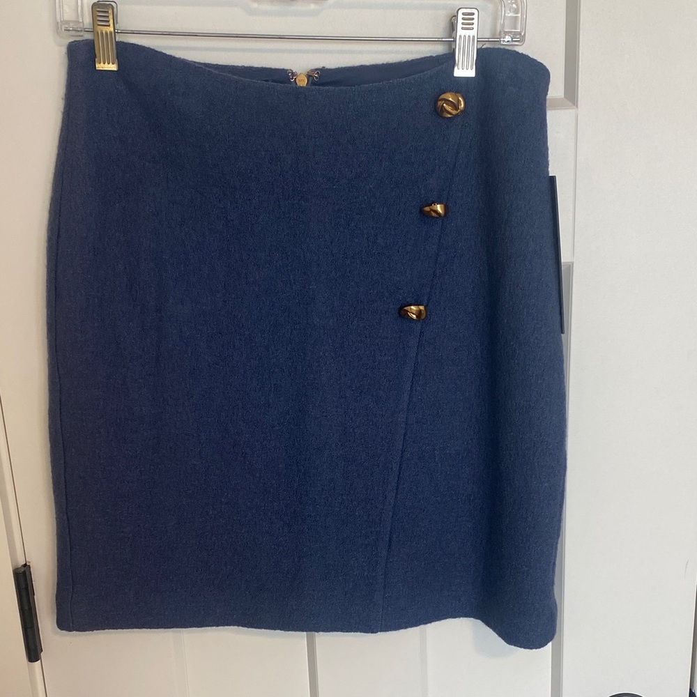 Donna Karan Navy Mini Skirt with Gold Buttons Size 2
